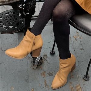 Leather mustard colored ankle boots